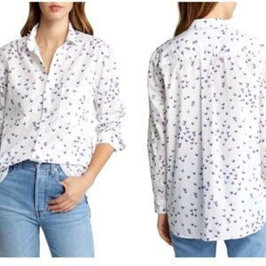 Frank and Eileen Joedy Butterfly Long Sleeve Button Down Blouse Size X Small
